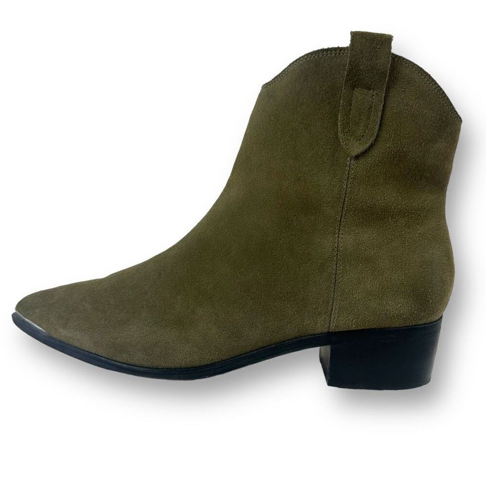 Marc‎ Fisher Women's 8.5 Pointed Toe Ankle Booties Green Suede Boho Southwestern